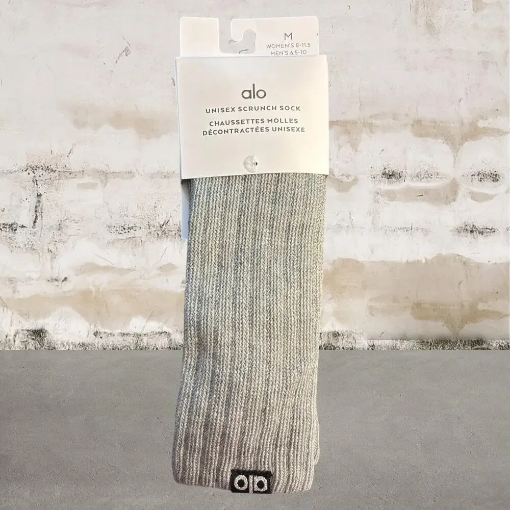 ALO Yoga Unisex Gray Scrunch Sock Light Gray NWT